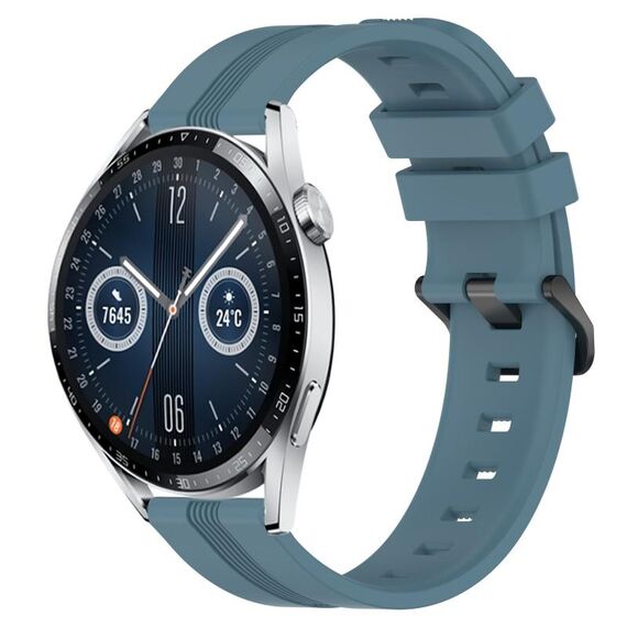 Per Huawei Watch GT3 46mm 22mm cinturino in silicone a strisce concave (Rock Cyan)