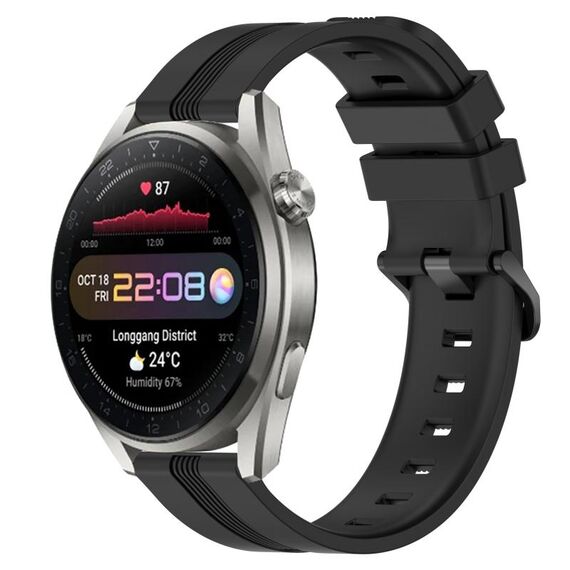 Per Huawei Watch 3 Cinturino in silicone a strisce concave da 22 mm (nero)