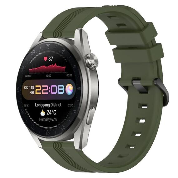 Per Huawei Watch 3 Cinturino in silicone a strisce concave da 22 mm (verde militare)