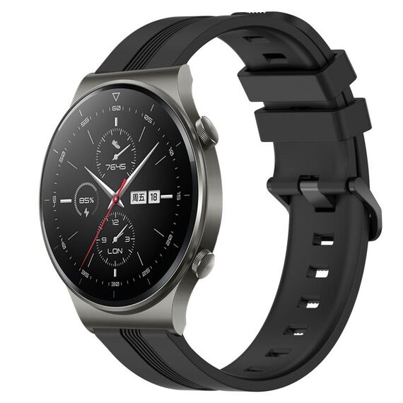 Per cinturino in silicone a strisce concave da 22 mm per Huawei GT2 Pro (nero)