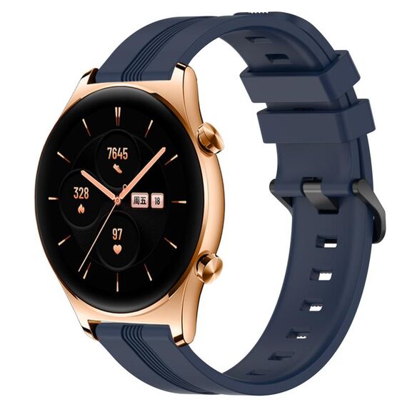 For Honor Watch GS 3 Cinturino in silicone a strisce concave da 22 mm (blu navy)