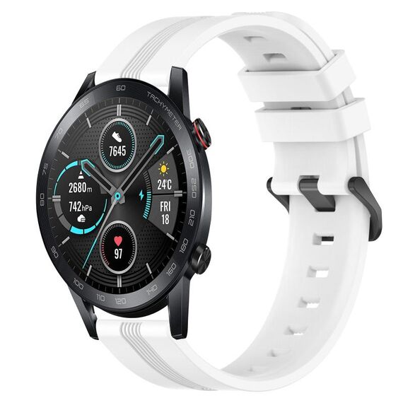 Per Honor Magic Watch 2 46mm 22mm Cinturino in silicone a strisce concavo (bianco)