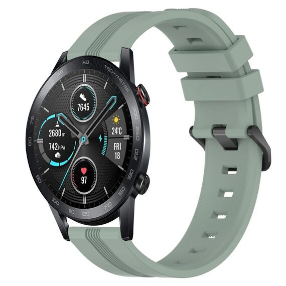 Per Honor Magic Watch 2 46mm 22mm Cinturino in silicone a strisce concave (verde grigiastro)