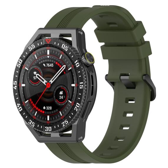 Per Huawei Watch GT3 SE Cinturino in silicone a strisce concave da 22 mm (verde militare)