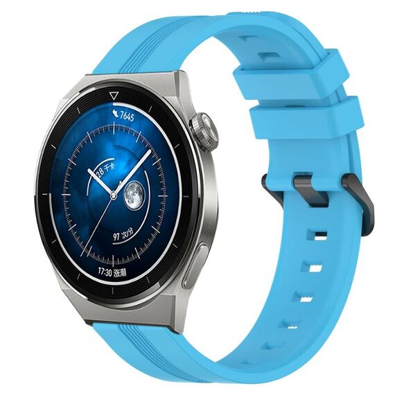 Per Huawei Watch GT3 Pro 43mm 20mm Cinturino in silicone a strisce concavo (azzurro cielo)