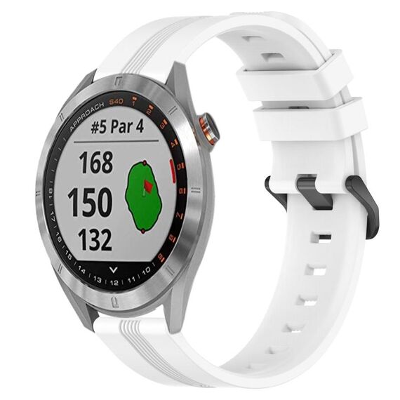 Per Garmin Approach S40 Cinturino in silicone a strisce concave da 20 mm (bianco)