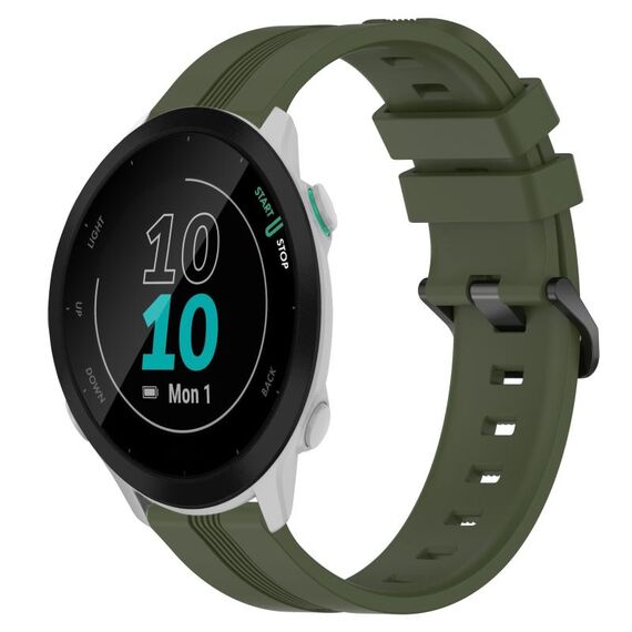 Per Garmin Forerunner 158 Cinturino in silicone a strisce concave da 20 mm (verde militare)
