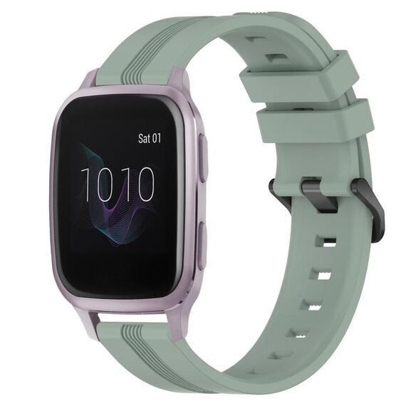 Per Garmin Venu SQ cinturino in silicone a strisce concave da 20 mm (verde grigiastro)