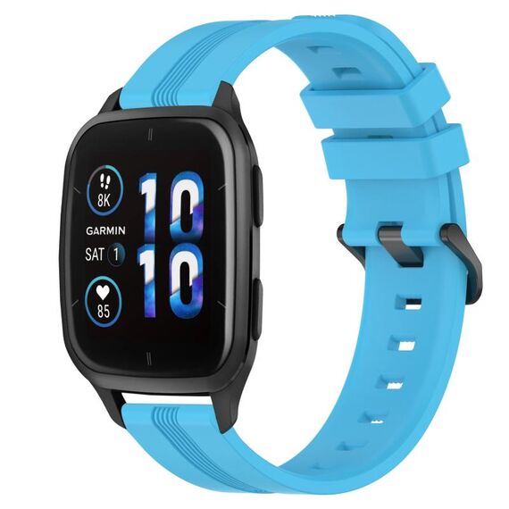 Per Garmin Forerunner Sq2 Music Cinturino in silicone a strisce concave da 20 mm (azzurro cielo)