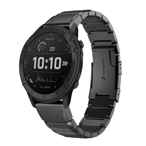 Per Garmin Tactix Delta 26mm cinturino in acciaio inossidabile con guscio di tartaruga (nero)