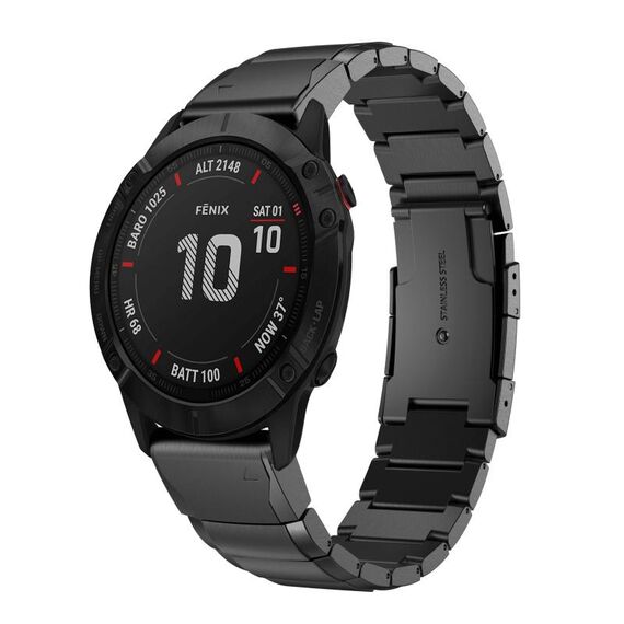 Per Garmin Fenix 6X Pro 26mm Cinturino in acciaio inossidabile con guscio di tartaruga (nero)