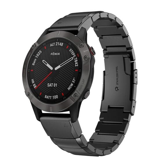 Per Garmin Fenix 6X Sapphire 26mm Cinturino in acciaio inossidabile con guscio di tartaruga (nero)
