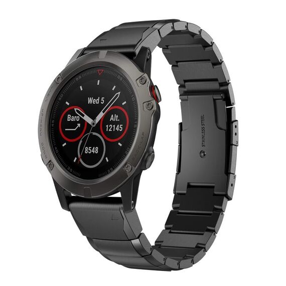 Per Garmin Fenix 5X Sapphire 26mm Cinturino in acciaio inossidabile con guscio di tartaruga (nero)