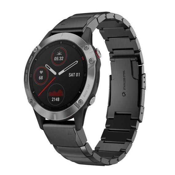 Per Garmin Fenix 5X Plus 26mm Cinturino in acciaio inossidabile con guscio di tartaruga (nero)
