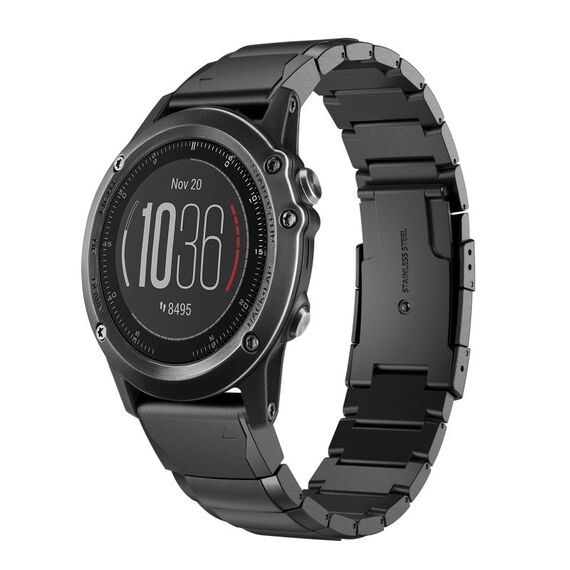 Per Garmin Fenix 3 HR 26mm Cinturino in acciaio inossidabile con guscio di tartaruga (nero)