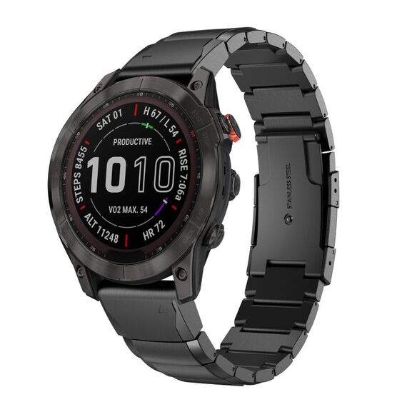 Per Garmin Fenix 7 Sapphire Solar 22mm Cinturino in acciaio inossidabile con guscio di tartaruga (nero)
