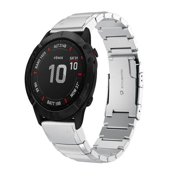 Per Garmin Fenix 6 Pro GPS 22mm Cinturino in acciaio inossidabile con guscio di tartaruga (argento)