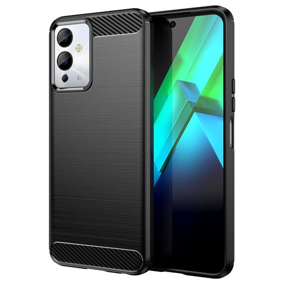 Per Infinix Note 12i Custodia per telefono TPU in fibra di carbonio con trama spazzolata (nero)