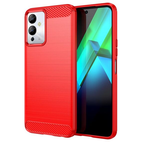Per Infinix Note 12i Custodia per telefono TPU in fibra di carbonio con trama spazzolata (rosso)