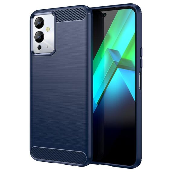 Per Infinix Note 12i Custodia per telefono TPU in fibra di carbonio con trama spazzolata (blu)