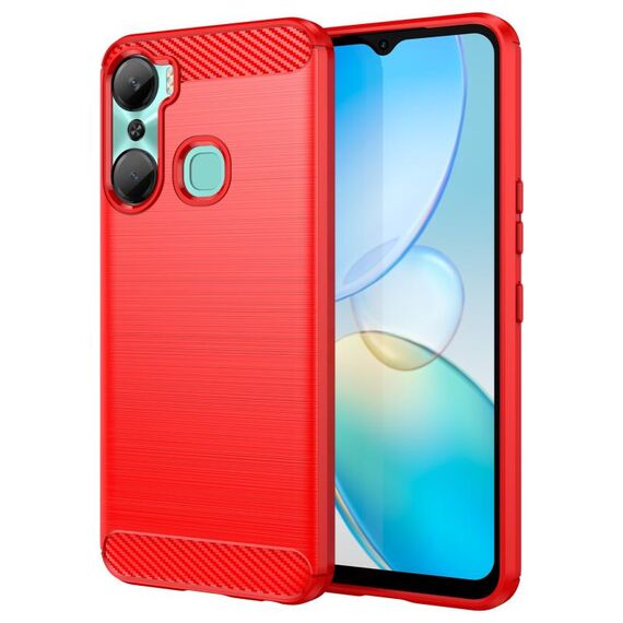 Per Infinix Hot 12 Pro Custodia per telefono TPU in fibra di carbonio con trama spazzolata (rosso)