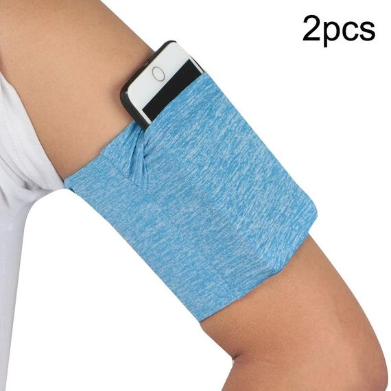 2 pezzi bracciali elastici sportivi per borsa da braccio per telefono cellulare per fitness all'aperto (filato blu)
