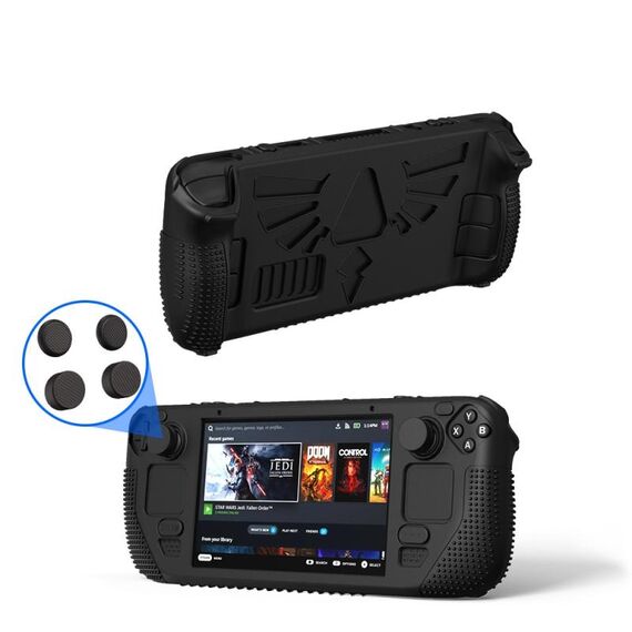 Per Steam Deck V V4-1 Pocket Console Custodia protettiva antiscivolo in silicone con funzione di supporto (nero)