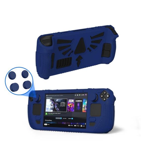 Per Steam Deck V V4-1 Pocket Console Custodia protettiva antiscivolo in silicone con funzione di supporto (blu)