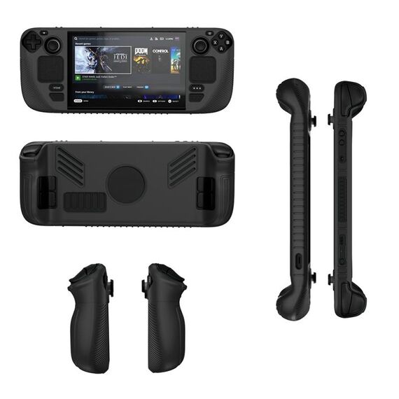 Per Steam Deck V3 Custodia protettiva in silicone antiscivolo per console tascabili (nero)
