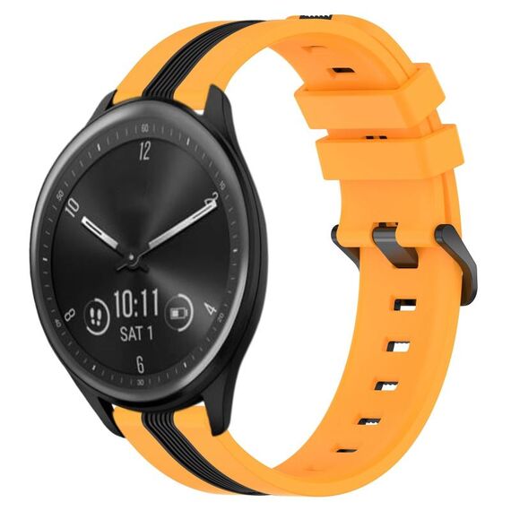 Per cinturino in silicone bicolore verticale da 20 mm Garmin Vivomove Sport (giallo + nero)