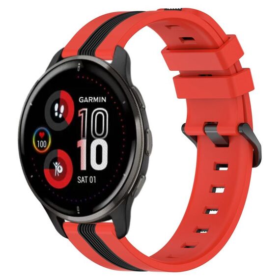 Per cinturino in silicone bicolore verticale da 20 mm Garmin Venu 2 Plus (rosso + nero)