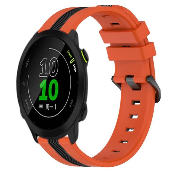 Per Garmin Forerunner 158 Cinturino in silicone bicolore verticale da 20 mm (arancione + nero)