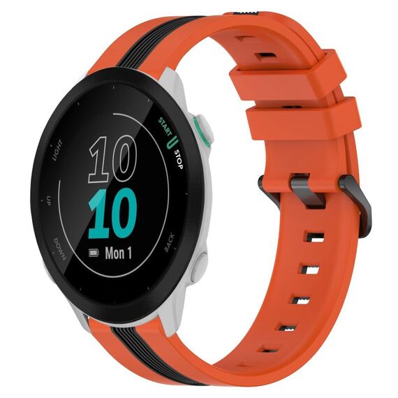 Per Garmin Forerunner 55 Cinturino in silicone bicolore verticale da 20 mm (arancione + nero)