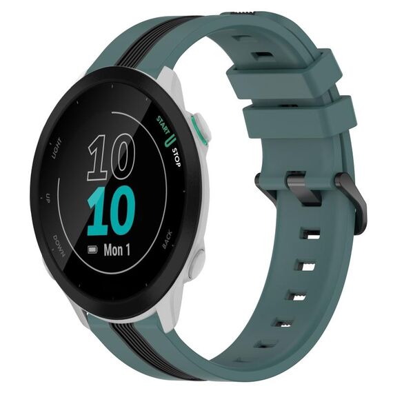 Per Garmin Forerunner 55 Cinturino in silicone bicolore verticale da 20 mm (verde + nero)