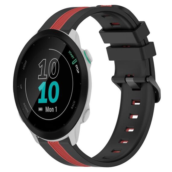 Per Garmin Forerunner 55 Cinturino in silicone bicolore verticale da 20 mm (nero + rosso)