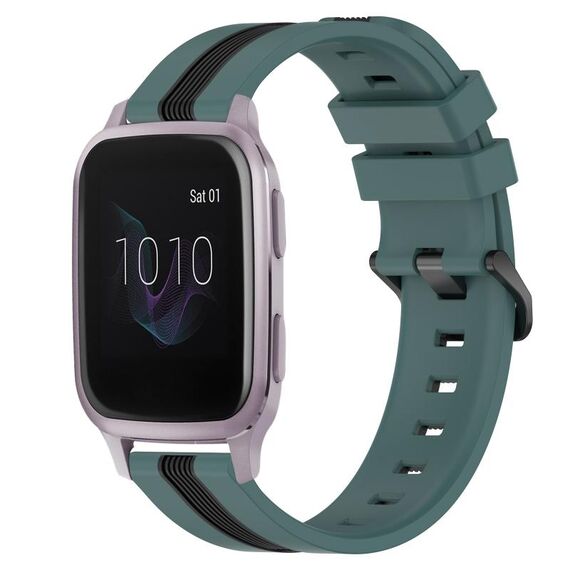 Per cinturino in silicone bicolore verticale da 20 mm Garmin Venu SQ (verde + nero)