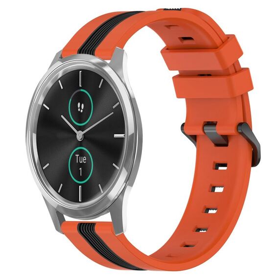 Per Garmin Garminmove Luxe 20mm Cinturino in silicone bicolore verticale (arancione + nero)