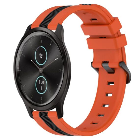 Per Garmin Garminmove Style Cinturino in silicone bicolore verticale da 20 mm (arancione + nero)