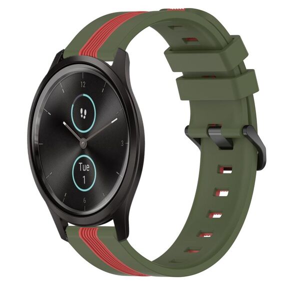 Per Garmin Garminmove Style 20mm Cinturino in silicone bicolore verticale (verde militare + rosso)