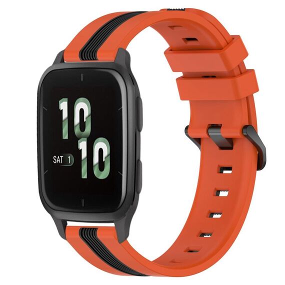 Per Garmin Forerunner Sq2 Cinturino in silicone bicolore verticale da 20 mm (arancione + nero)