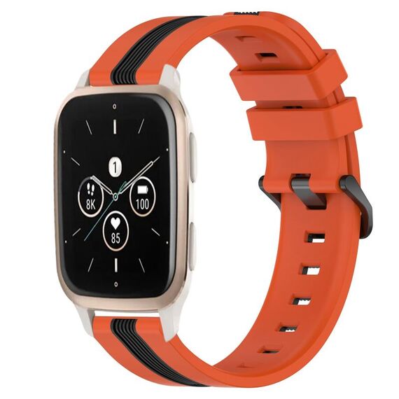 Per Garmin Forerunner Sq2 Music Cinturino in silicone bicolore verticale da 20 mm (arancione + nero)