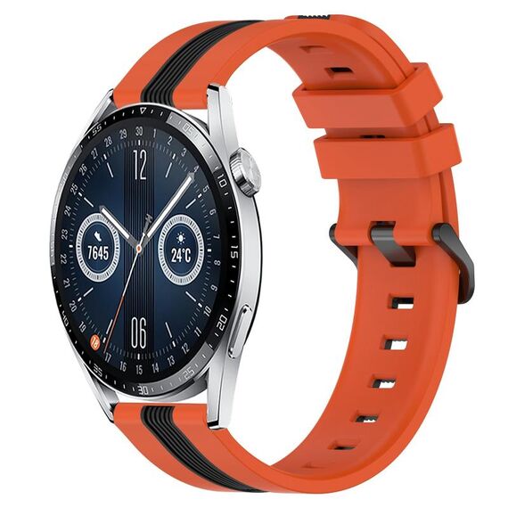Per Huawei Watch GT3 42mm 20mm Cinturino in silicone bicolore verticale (arancione + nero)