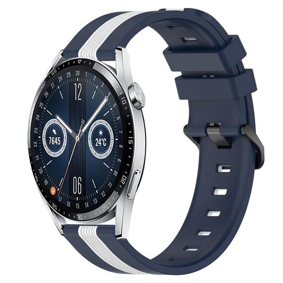 Per Huawei Watch GT3 42mm 20mm Cinturino in silicone bicolore verticale (blu + bianco)