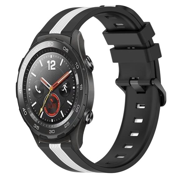 Per Huawei Watch 2 Cinturino in silicone bicolore verticale da 20 mm (nero + bianco)