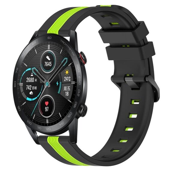 Per Honor Magic Watch2 42mm 20mm Cinturino in silicone bicolore verticale (nero + verde lime)