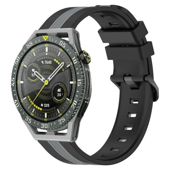 Per Huawei Watch GT 3 SE Cinturino in silicone bicolore verticale da 22 mm (nero + grigio)