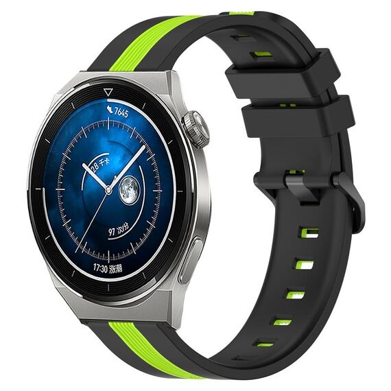 Per Huawei Watch GT3 Pro 46mm 22mm Cinturino in silicone bicolore verticale (nero + verde lime)