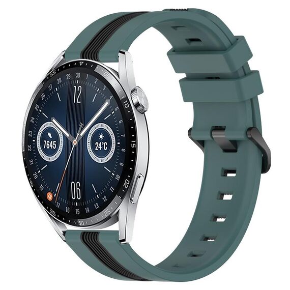 Per Huawei Watch GT3 46mm 22mm Cinturino in silicone bicolore verticale (verde + nero)