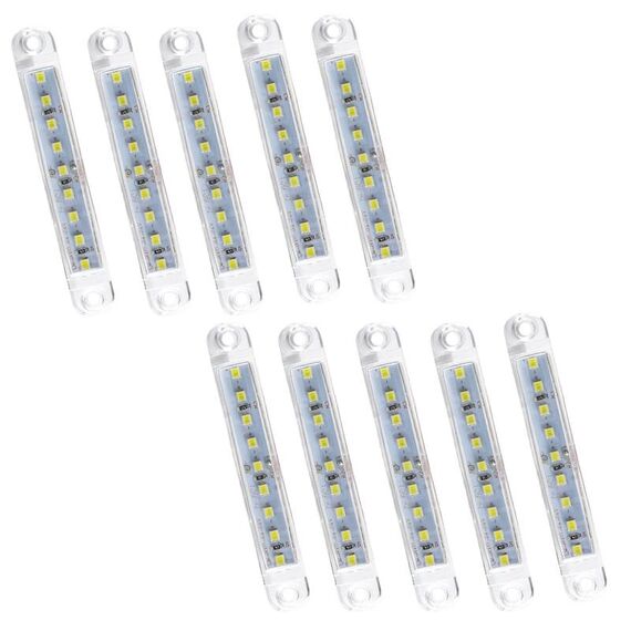 MK-224 10pcs 12-24V Camion Rimorchio 9LED Luce Laterale Fanale Posteriore Luce di Segnalazione (Bianco)