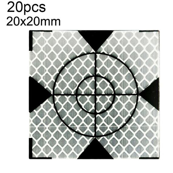 20 pezzi FP001 Adesivo riflettente per mappatura tunnel diamante Adesivo punto di misurazione monitoraggio, dimensioni: 20x20mm con triangolo
